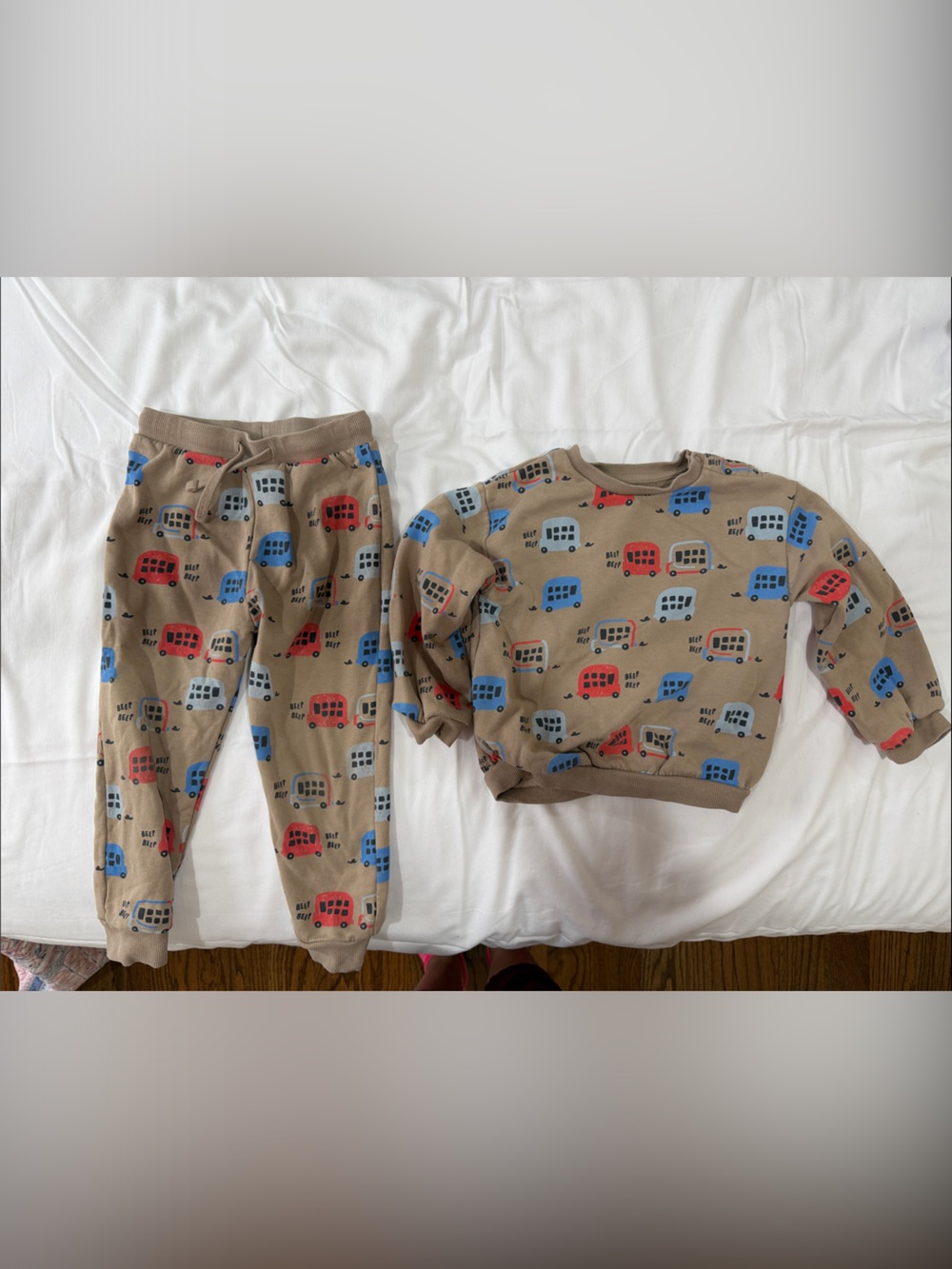 Marks and Spencer’s Toddler set with Red and Blue Bus Print